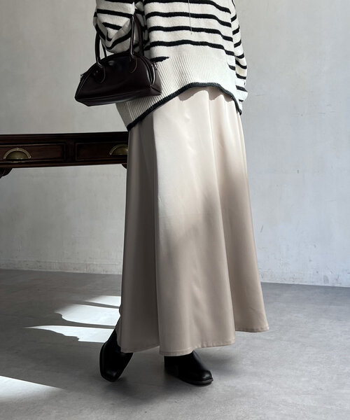 Chez toi（シェトワ） スカート サテンフレアスカート : ZOZOTOWN