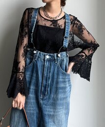 doudou レースフレアブラウス　オフホワイト 新品 レイヤードアイテム DOUDOU レースフレアブラウス オフホワイト