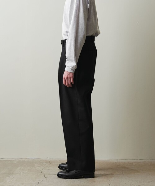 ②Steven Alan ウール ツープリーツ トラウザーズ ブラック パンツ STEVEN ALAN スラックス 「Steven Alan」 ウール