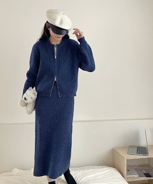 ttt ネイビー ニット ジップアップカーディガン ttt ネイビー ニット ジップアップカーディガン