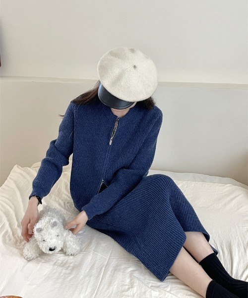 ttt ネイビー ニット ジップアップカーディガン ttt ネイビー ニット ジップアップカーディガン ttt ネイビー ニット
