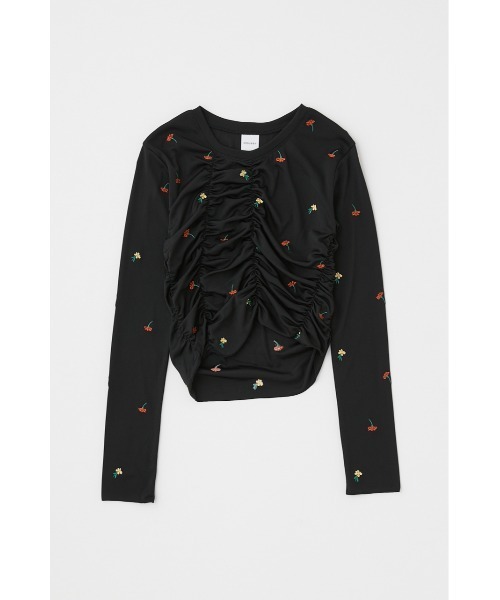 tシャツ 「WEB限定」FLORAL RANDOM GATHER Tシャツ レディース MOUSSY | 【WEB限定】FLORAL RANDOM ギャザーTシャツ (Tシャツ