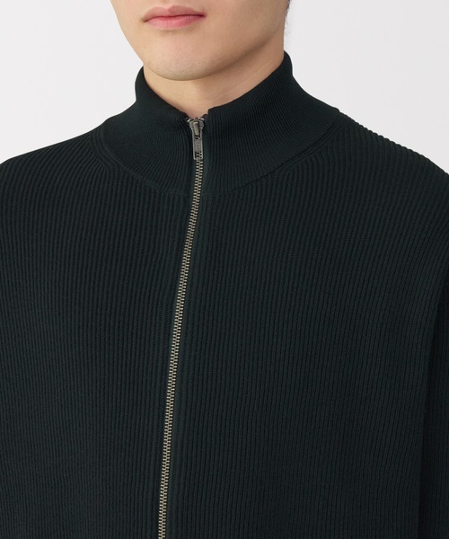 無印良品（MUJI） カーディガン 紳士 洗える畦編みフルジップ