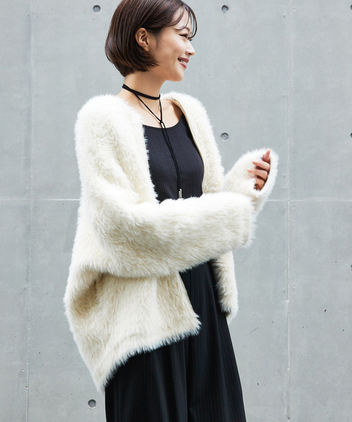 「abahouse mavie」 ニットカーディガン フリー ブルー レディース_画像2