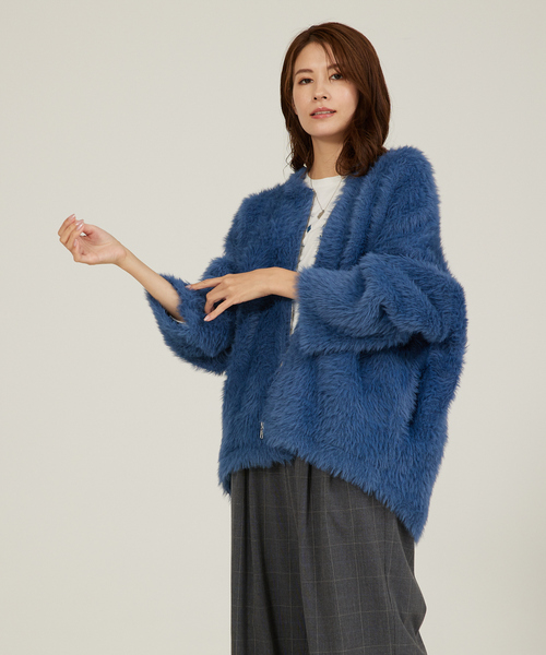 「abahouse mavie」 ニットカーディガン フリー ブルー レディース_画像5