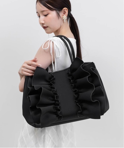 RANDA（ランダ） トートバッグ 「A4対応」ダブルフリルトートバッグ