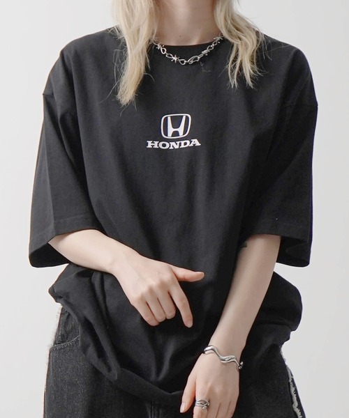 tシャツ 「HONDA / ホンダ」ワンポイントプリント ボックスシルエット