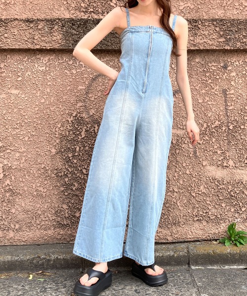 シャンドゥラローズフロントアシンメトリーデニムオールインワン GLAMOROUS JANE（グラマラスジェーン） オールインワン デニム