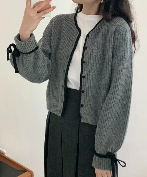 「Girly Doll」 ニットカーディガン FREE グレー レディース_画像4
