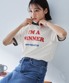 tシャツ ヴィンテージグラフィックプリント半袖リンガーTシャツ レディース