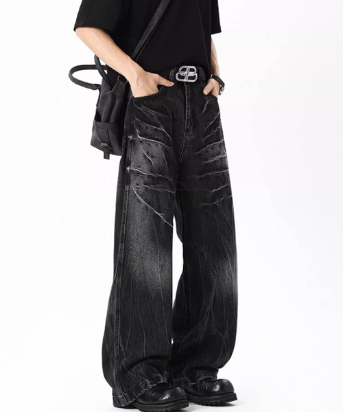 格安saleスタ WESTBOY ジーンズ ヴィンテージ加工ブラックデニムパンツ/ワイド パンツ
