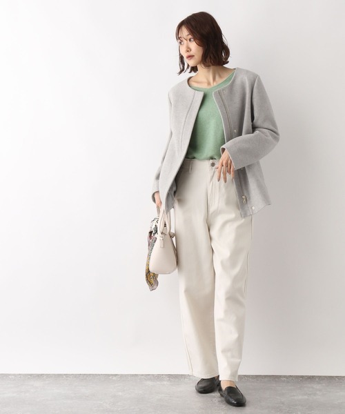 「GLOBAL WORK」 ジップアップブルゾン MEDIUM アイボリー レディース_画像6