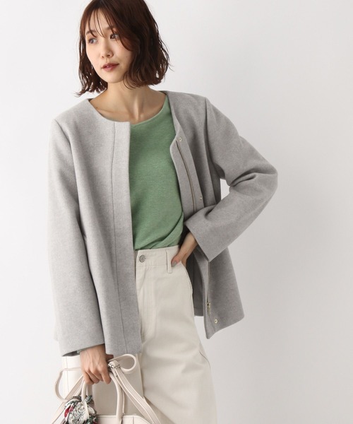 「GLOBAL WORK」 ジップアップブルゾン MEDIUM アイボリー レディース_画像8