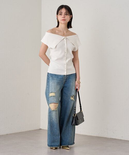ニット セーター オフショル2WAYニット レディース Loungedress ニット セーター オフショル2WAYニット レディース