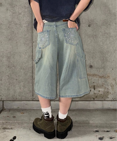 レディースデニムハーフパンツ ラインストーン 韓国系 S4703 org.jpg