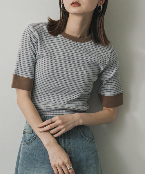 tシャツ UVカット ヤーンダイ リンガーネック ボーダー 半袖カットソー レディース 楽天市場】【SALE／20%OFF】UVカット ヤーンダイ リンガーネック