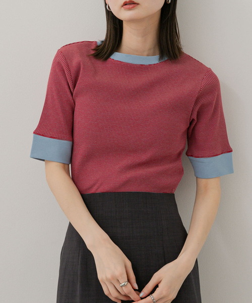 tシャツ 「WEB限定」グログランボーダー切替えプルオーバー「手洗い可能」 レディース SENSE OF PLACE by URBAN RESEARCH tシャツ 「一部WEB限定カラー