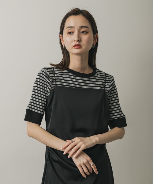 tシャツ 「WEB限定」グログランボーダー切替えプルオーバー「手洗い可能」 レディース SENSE OF PLACE by URBAN RESEARCH tシャツ 「一部WEB限定カラー