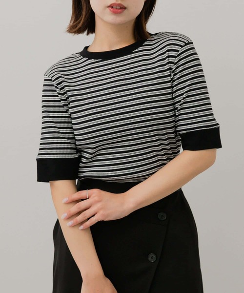 tシャツ 「WEB限定」グログランボーダー切替えプルオーバー「手洗い可能」 レディース SENSE OF PLACE by URBAN RESEARCH tシャツ 「一部WEB限定カラー