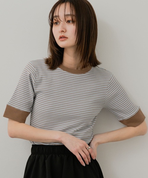 tシャツ 「WEB限定」グログランボーダー切替えプルオーバー「手洗い可能」 レディース SENSE OF PLACE by URBAN RESEARCH tシャツ 「一部WEB限定カラー