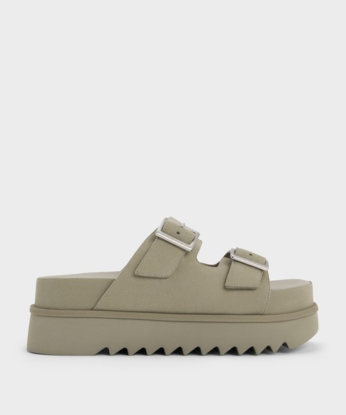 CHARLES ＆ KEITH サンダル バックルダブルストラップ フラット