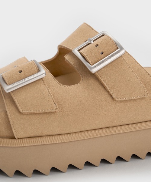 CHARLES ＆ KEITH サンダル バックルダブルストラップ フラット