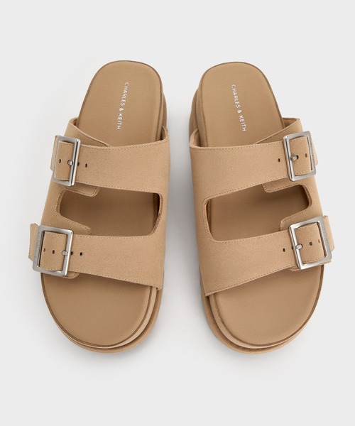 CHARLES ＆ KEITH サンダル バックルダブルストラップ フラット