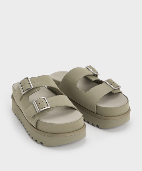 CHARLES ＆ KEITH サンダル バックルダブルストラップ フラット