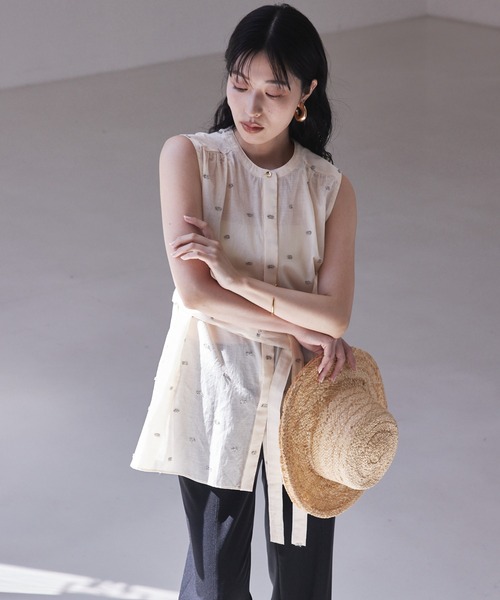 ブラウス シャツ カットドビーチュニックブラウス/夏服 レディース