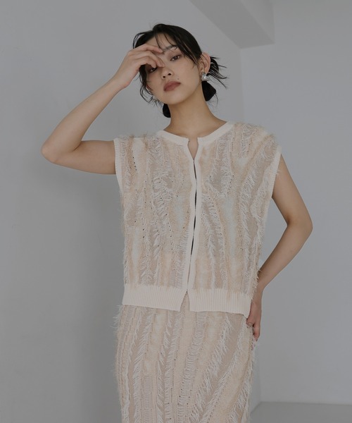 華　ella_selectshop フリンジベスト　ホワイト　美品 67363002b_b_25_500.jpg