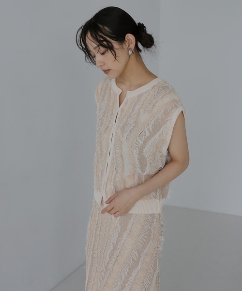 ニット セーター Sheer ＆ Rib Mix Top レディース LACーVERT ニット セーター マルチミックスカラーニット