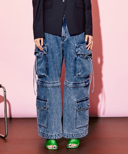 MAISON SPECIALブルー ダメージ加工 カーゴパンツ38 MAISON SPECIALブルー ダメージ加工 カーゴパンツ38 MAISON