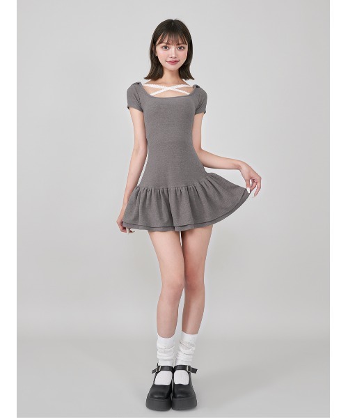 Darich（ダーリッチ） ワンピース ポイントレースカットミニワンピース