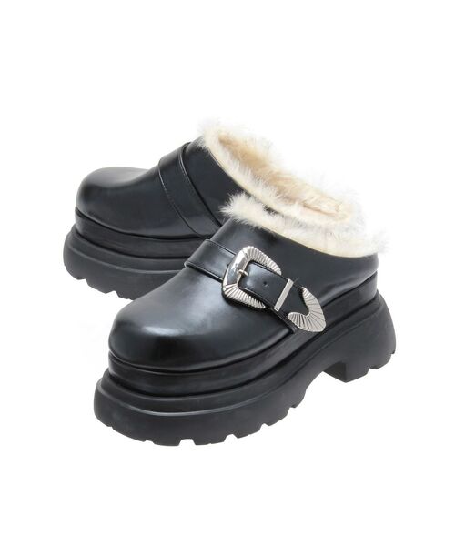 MURUA サンダル インナーファーベルテッドクロッグス レディース