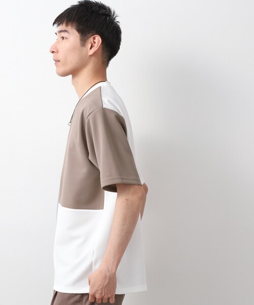 THE SHOP TK tシャツ ツイルブロッキング半袖Tシャツ メンズ