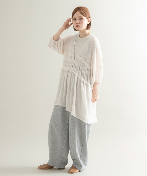 KBF（ケービーエフ） ブラウス シャツ フロントリボンチュニック