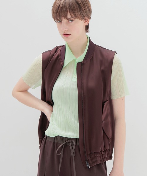 ベスト ジレ glossy satin MA-1 vest(グロッシーサテンMA-1ベスト) レディース