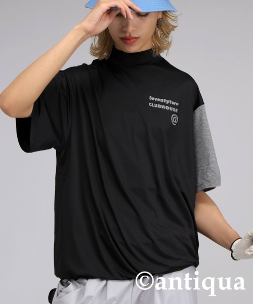 tシャツ 「STCH」配色モックネックトップス レディース メンズ