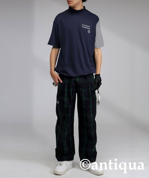 antiqua tシャツ 「STCH」配色モックネックトップス レディース