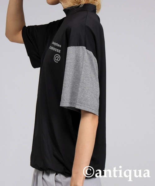 antiqua（アンティカ） tシャツ 「STCH」配色モックネックトップス