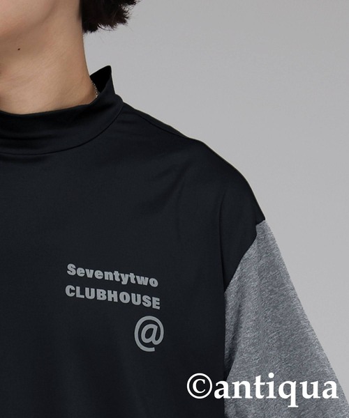 antiqua（アンティカ） tシャツ 「STCH」配色モックネックトップス