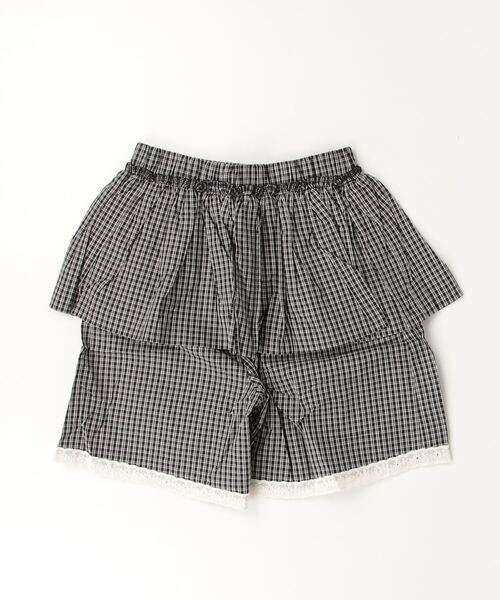 ROOP TOKYO パンツ Gingham Check Skirt Layered Lace Pants