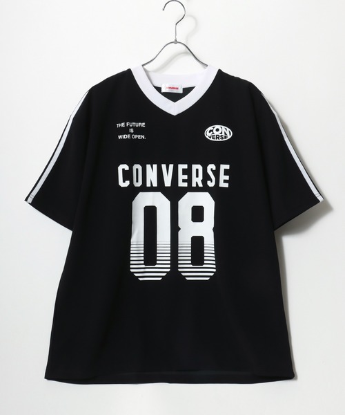 Vネック 半袖 Tシャツ ブラック CONVERSE（コンバース） tシャツ 半袖 速乾 オーバーサイズ 接触冷感