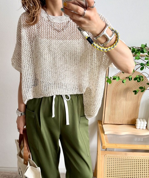 トップス Summer miniministore サマーニット ショート丈 ニットトップス