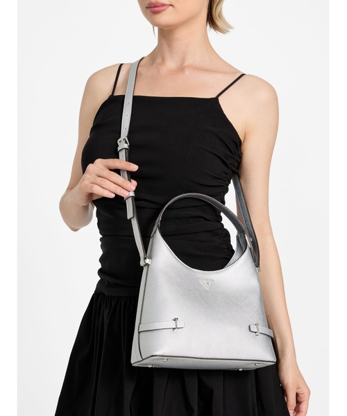 【シルバー(SIL)】GUESS クロスボディバッグ (W)ROSALBA Small Hobo Crossbody GUESS｜GUESS クロスボディバッグ (W)ROSALBA Small Hobo Crossbody