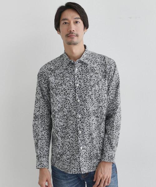 TAKEO KIKUCHI（タケオキクチ） シャツ ストライプ小花 長袖シャツ