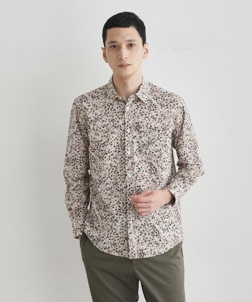 TAKEO KIKUCHI（タケオキクチ） シャツ ストライプ小花 長袖シャツ
