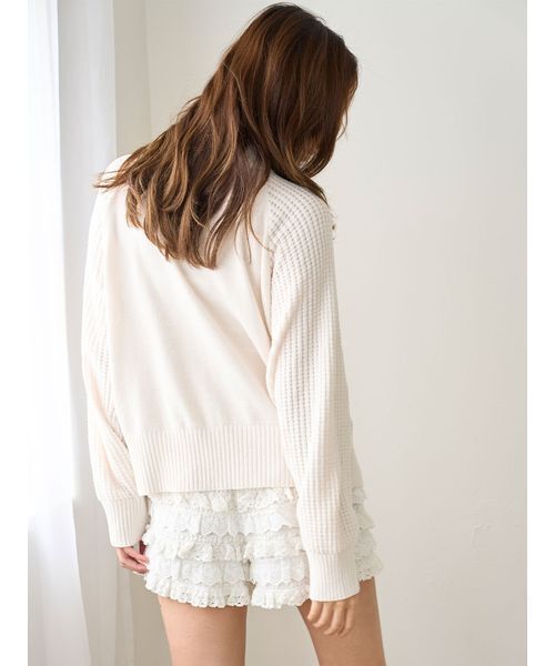 SNIDEL ホワイト ジップアップカーディガン SNIDEL ホワイト ジップアップカーディガン SNIDEL デザインニット