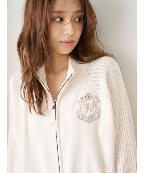 SNIDEL ホワイト ジップアップカーディガン SNIDEL ホワイト ジップアップカーディガン SNIDEL デザインニット