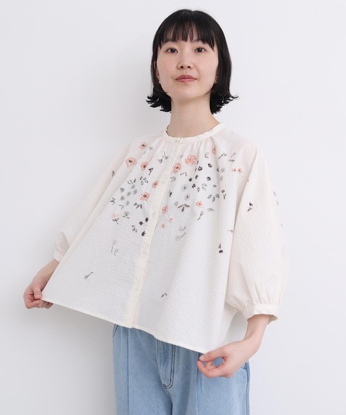 お花刺繍ブラウス l'atelier du savon（アトリエドゥサボン） ブラウス シャツ ○お花